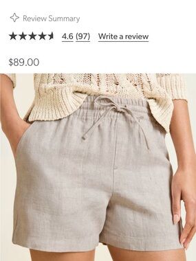 Garnet Hill Linen Drawstring Shorts in Natural